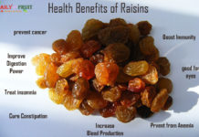 Nutrition chart for Raisin Health benefits of Raisins